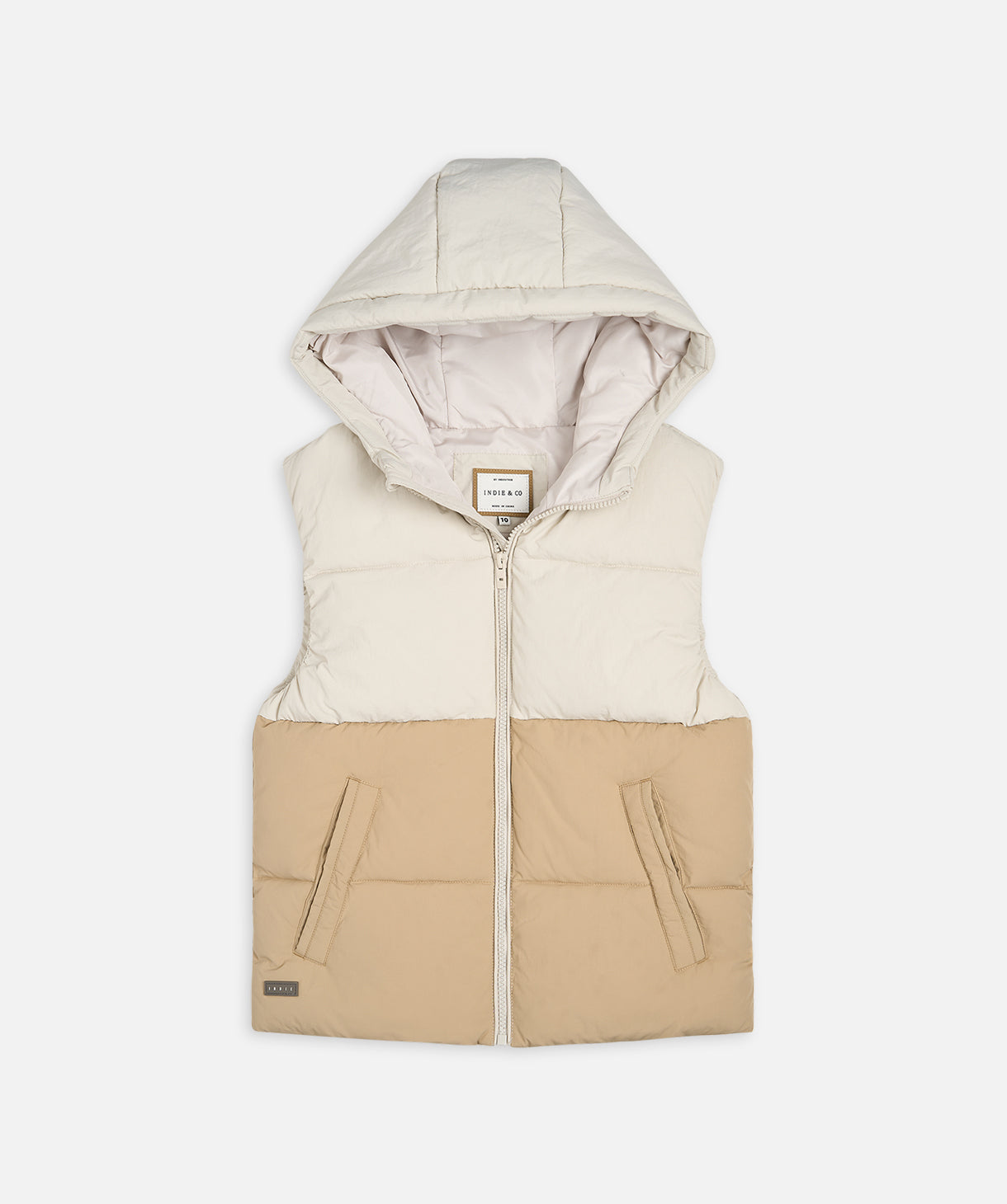 The Oakland Puffer Vest Toffee Off White