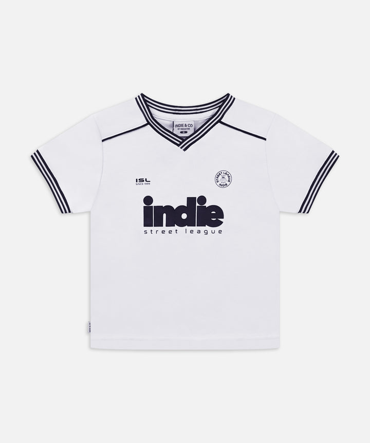 The League Tee - White Navy