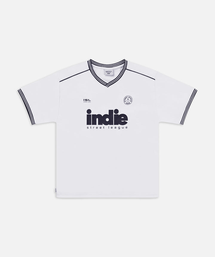 The League Tee - White Navy