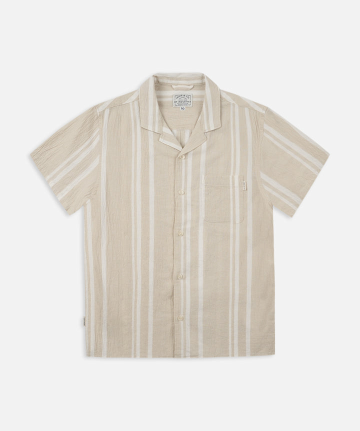 Indie Striped Magna Ss Shirt - Sand/Ecru